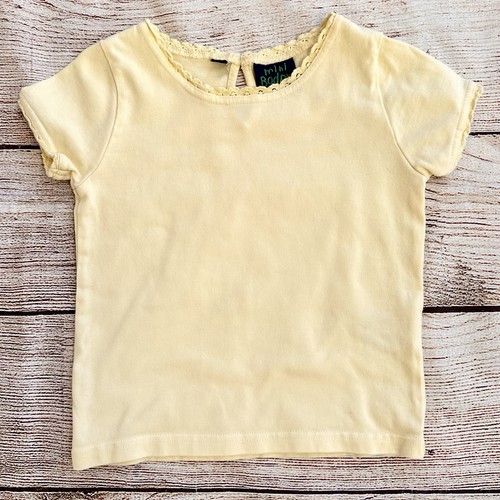 Mini Boden Light Yellow T-shirt w. Crochet Trim Girl’s Sz 3 4 Years