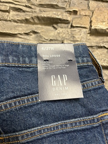 GAP 90S Loose Mid-Rise Jeans Women’s Size 4/27 Blue Jeans NWT Casual 29” Inseam - Picture 3 of 10