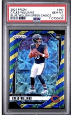 2024 Panini Prizm Caleb Williams Blue Yellow Green Choice PSA 10 POP 4 SSP SP RC