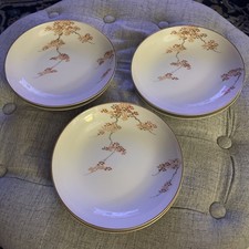 Set of 6 Fukagawa Arita Hand Painted Maple Leaf Soup Bowls 7 1/2" Excellent 