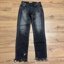 Moussy Vintage Women's Skinny Black Distressed Denim Jeans 24 Japanese Selvedge