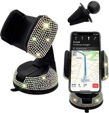 Bling Car Phone Holder 360 Degree Adjustable Crystal Auto Dashboard Air Vent