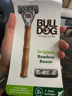 Bull Dog Original Bamboo Razor - 1 Handle & 2 Cartridges 5 blade Precision Shave