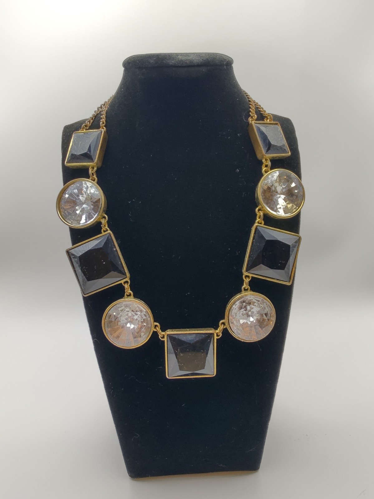 Geometric Square Circle Statement Necklace Black … - image 4