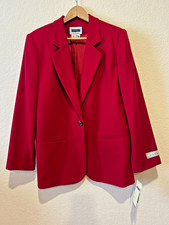 Vintage Sag Harbor Wool Red Blazer Preppy Holiday Old Money Sz 14 NWT Read