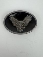Bergamot Pewter Belt Buckle Z-45 Flying Eagle Enameled Background Vintage 1988