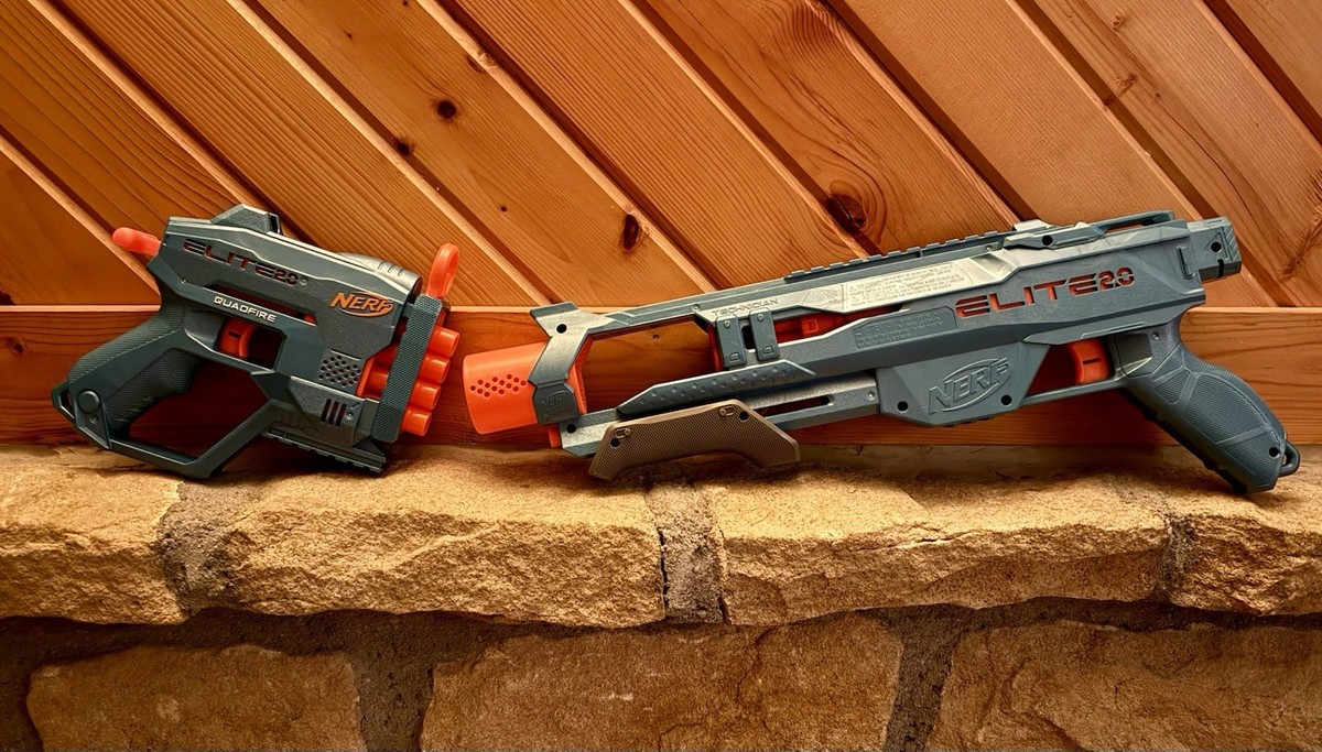 Nerf Elite 2.0 Blaster Lot: Technician DS-2 & Quadfire QS-4 Blue