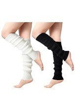 Leg Warmers for Women - Leg Warmers 80s Ribbed Knitted Long Socks Black white