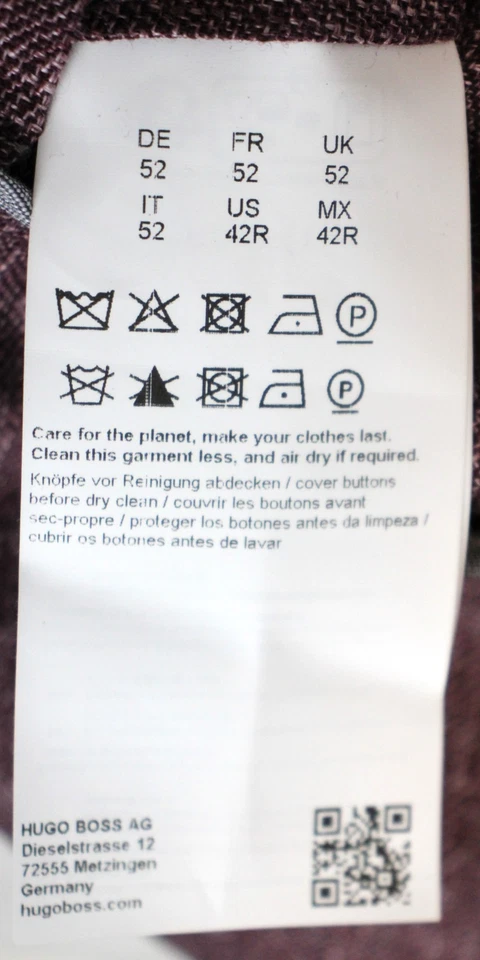 Hugo Boss Sport Coat 42 R Mens Purple Reda Linen Wool Hanry Slim Fit Blazer - Image 4 of 4