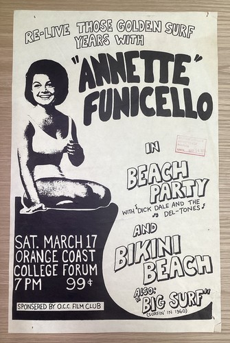 Orange Coast College Film Club Vintage Original Poster Annette Funicello 1973 - Picture 2 of 5