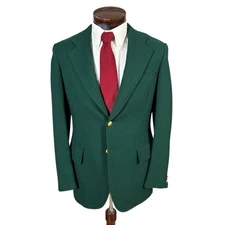 Vtg Paul Stuart Southwick Blazer Gold Button 40R Sport Coat Hunter Green