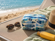Handmade Waterproof Cosmetic Bag / Pencil Case fish Print 18x10x9 cm