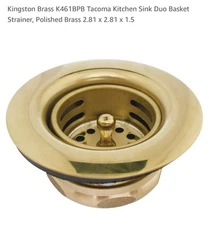 Gourmet Scape K461BPB Tacoma Kitchen Sink Duo Basket Strainer, Polished Brass