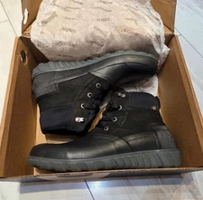 Bogs Mens 11 Boots Black Waterproof Insulated Leather Rubber Mid Ankle Lace Up