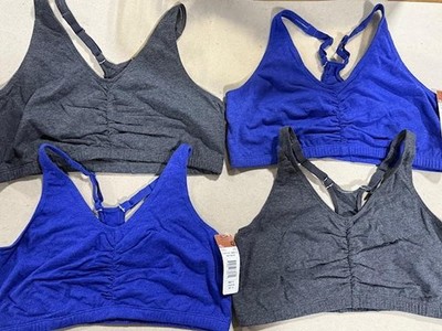 4 Pack Fruit of the Loom 90011 Shirred Front Racerback Sports Bra Size ~ 42