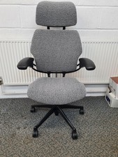 Humanscale Freedom Grey Fleck Ergonomic High Back  Chair Head Rest Posture Arms