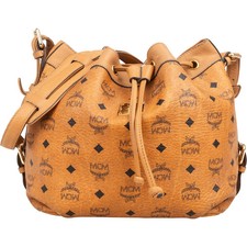 MCM Monogram Visetos Drawstring Bucket Crossb...