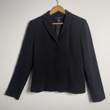 ANN TAYLOR Sz 2 Black W/Multi-colored Specs Wool Blazer 3 Button Work
