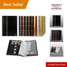 High-Quality Stamp Album with 60 Black Pages and Clear Strips for Organizing