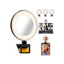 Clip-on LED Ring Light for Streaming Selfies Remote Work USB-C 5-Level Dimming
