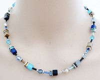 Halskette WüRfelkette Cube Polaris Cat Eye Blau Montana Beige Grau Strass 500N