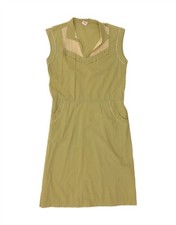 VINTAGE Womens Sleeveless A-Line Dress UK 12 Medium Green NZ23