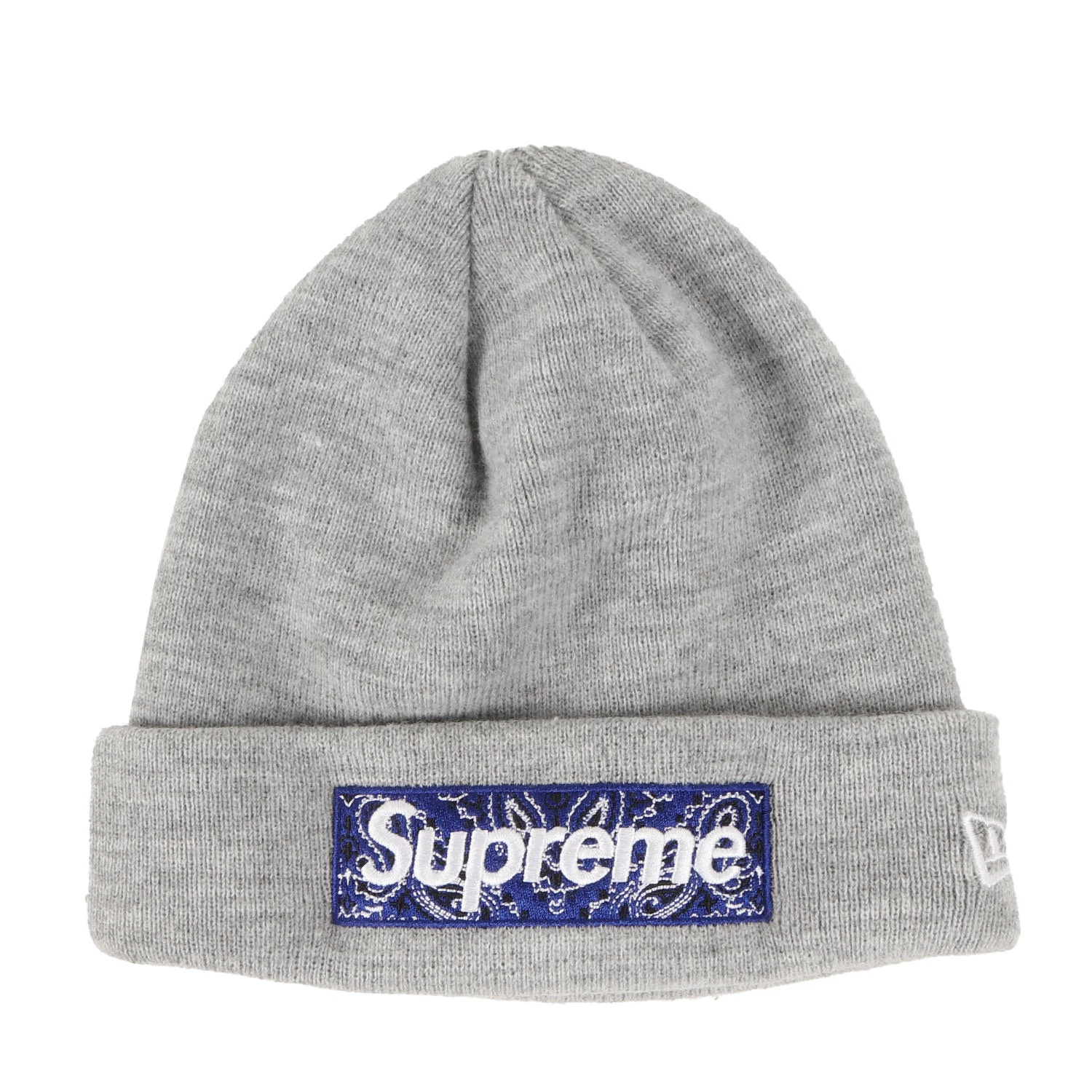 Supreme Box Logo Beanie Era Bandana Tricot Gris Bruyère Occasion