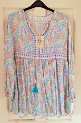 Jenya Langarm-Boho-Top mit Paisleymuster. Größe 16. Neu Mit Etikett