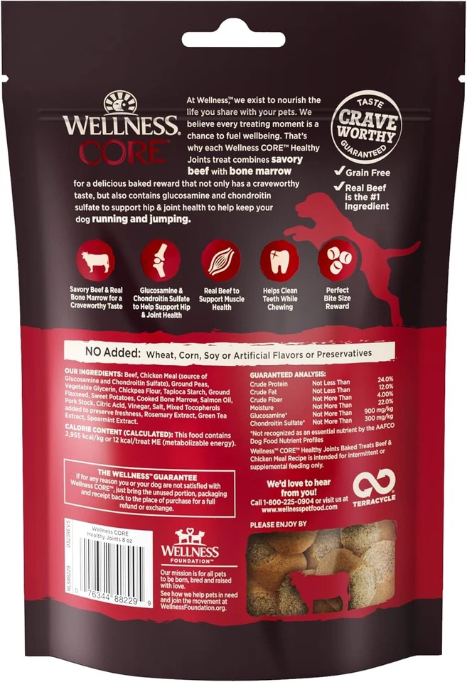 Wellness CORE Articulaciones Saludables Perro 8 Onzas (Paquete de 1), Carne de Res y Pollo Harina Foto 2 de 4