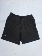 FILA Men's Black Athletic Shorts  Elastic Waist  Drawstring  Flat Front