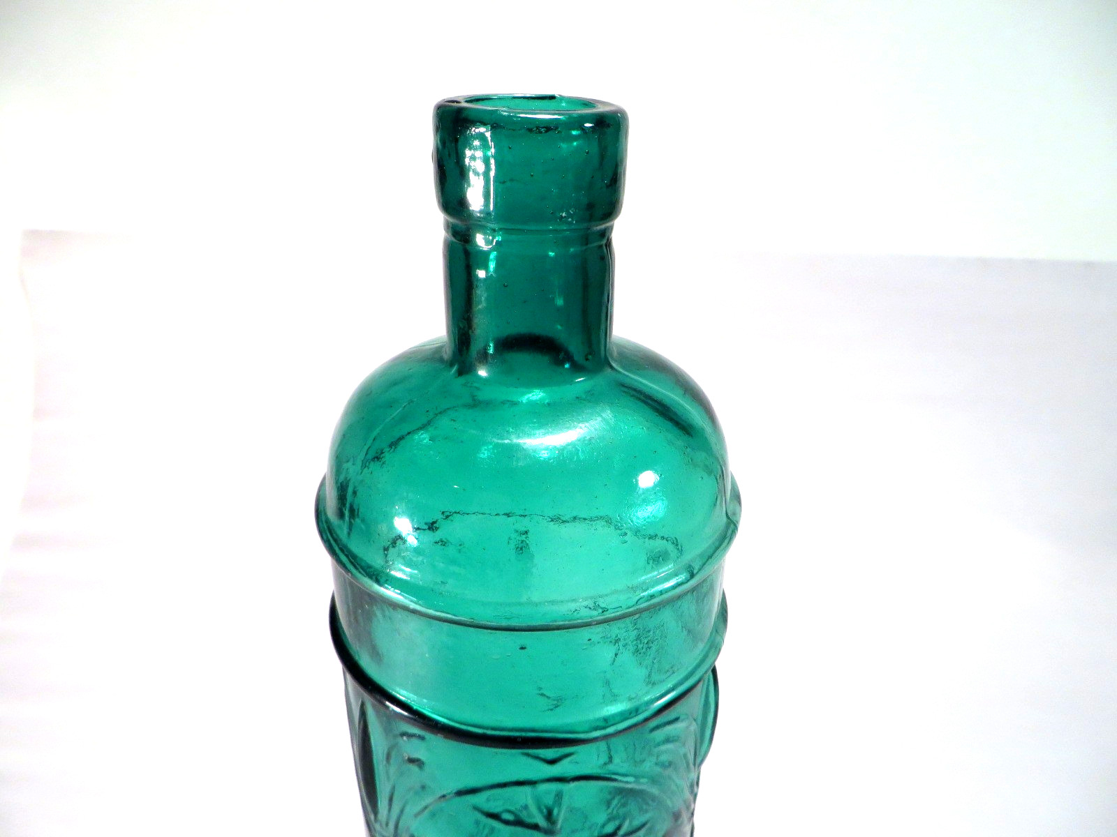 Decorative Glass Bottle Green Embossed Grapes Empty Cork Fill Inside 11.5"