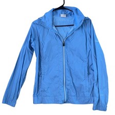 Columbia Light Blue Omni-Shield Rain Jacket Full Zip Hooded Size Medium