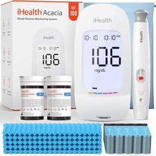iHealth Acacia Blood Glucose Monitor Kit, 100 Glucometer Strips, 100 Lancets,...