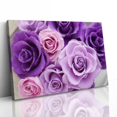 Lila und rosa Blumen Leinwand gerahmter Druck Bild Wandbild