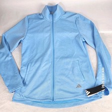Adidas Elevated Jacket Women's Medium Blue Polyester Stretch Golf Full Zip New