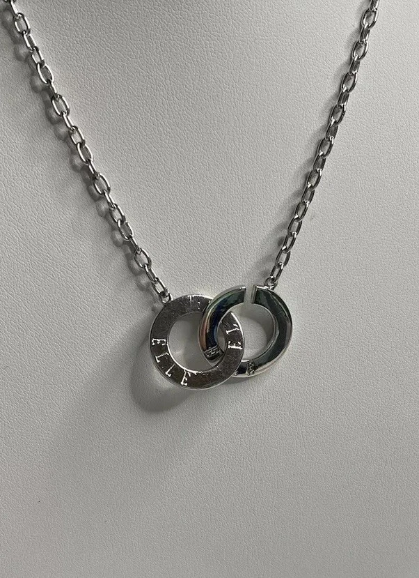 Collar vintage de plata esterlina 925 ELLE círculos entrelazados con rubí 16 pulgadas Foto 4 de 4