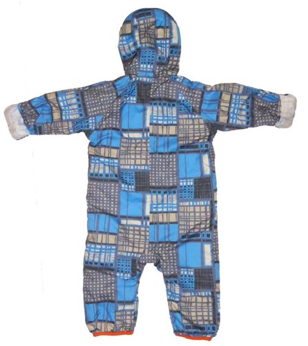 PATAGONIA 3 Months Blue Geo Print REVERSIBLE PUFF BALL BUNTING Mint! - Picture 3 of 5