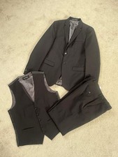 T&W Black 3 Piece Suit - Jacket 40L, Waistcoat M, Trousers 32L