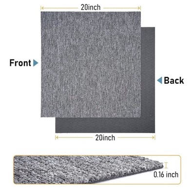 uyoyous Gray Peel and Stick Carpet Tiles 20x20in Textured Non-Slip 0.16in Thick 