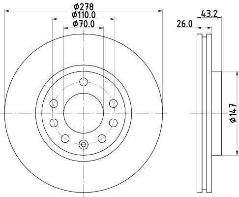 HELLA 8DD 355 113-611 BRAKE DISC Front (PAIR)