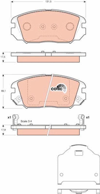 Plaquettes de frein anti-bruit TRW GDB3409 résolvant les sifflements sur Hyundai