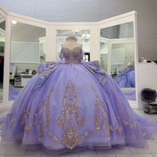 Lavender Quinceanera Dresses with Bow Birthday Party Sweet 15 16 Prom Ball Gowns
