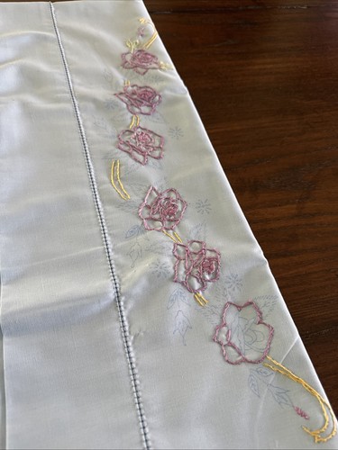 Stamped Embroidery Pillowcase Queen 21x32 Unfinished Floral Needlework Project