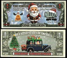 Jolly St. Nick Santa Million Dollar Bill Funny Money Novelty Note + Free Sleeve
