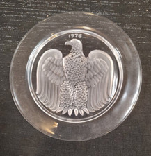 VTG, 1976, Lalique France, Cut Crystal, Eagle, Plate, Signed, 8.5" Round, Art