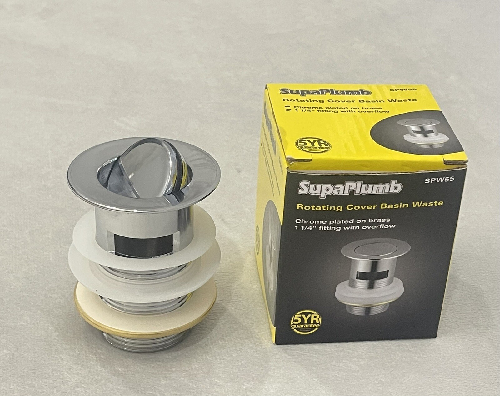 SupaPlumb Rotating Cover Basin Waste with overflow Chrome - SPW55