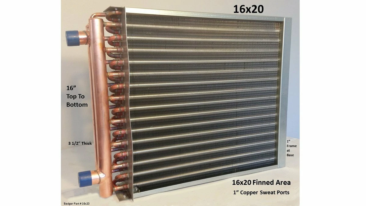 16x20 Water to Air Heat Exchanger 1u0026#034; Copper Ports with install kit |  eBay
