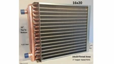 16x20 Water to Air Heat Exchanger 1" Copper Ports with install kit