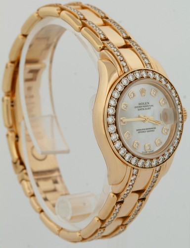 PAPERS Rolex DateJust Pearlmaster 18K Gold MOP DIAMOND 29mm 80298 Watch BOX - 第 3/9 張圖片