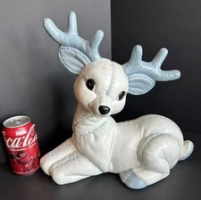 Large Vtg Kimble Mold Hobbyist Quilted Ceramic Hand Painted Deer 13.5” X 12”